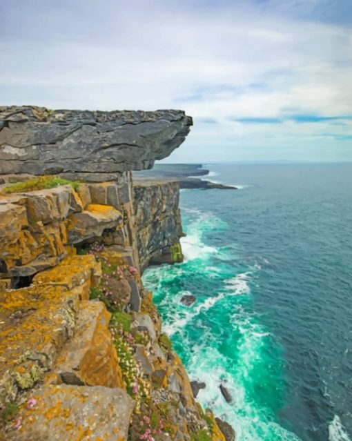 Rock Cliff With Cloudy Sky paint by numbers