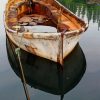 Rusted River Boat On Clear Water paint by numbers