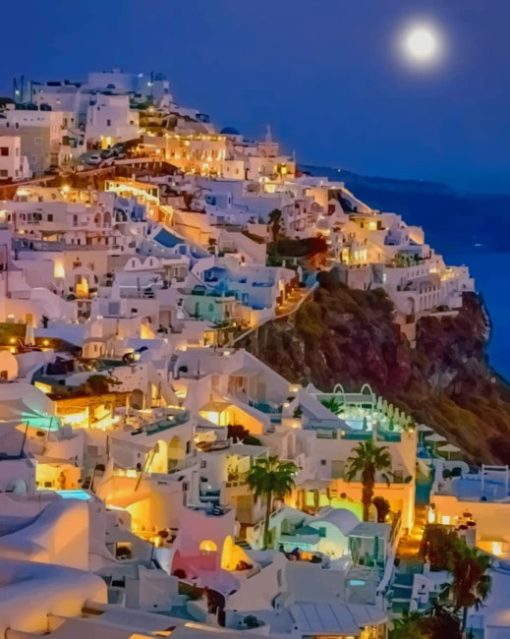 Santorini At Night paint by numbers