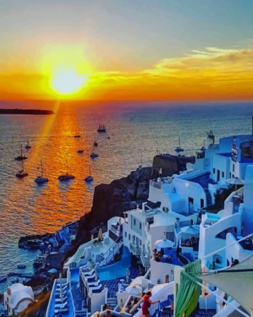 Santorini Beach At Sunset paint by numbers