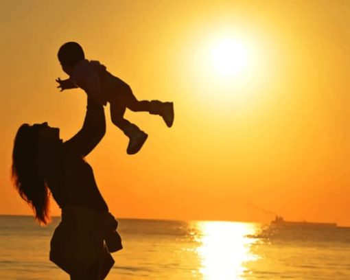 Silhouette Of Mother And Daughter paint by numbers