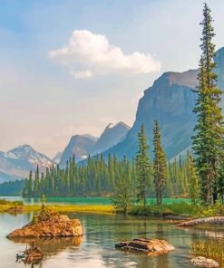 Spirit Island Island In Maligne Lake paint by numbers