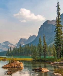 Spirit Island In Maligne Lake paint by numbers