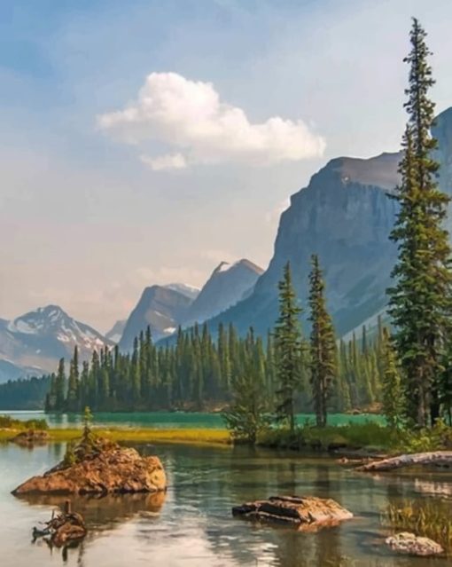 Spirit Island In Maligne Lake paint by numbers