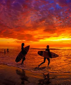 Surfers In The Beach paint by numbers