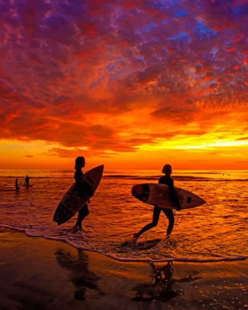 Surfers In The Beach paint by numbers