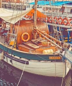 White And Brown Boat paint by numbers