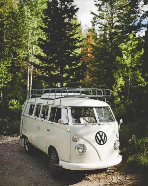 White VW Bus paint by numbers