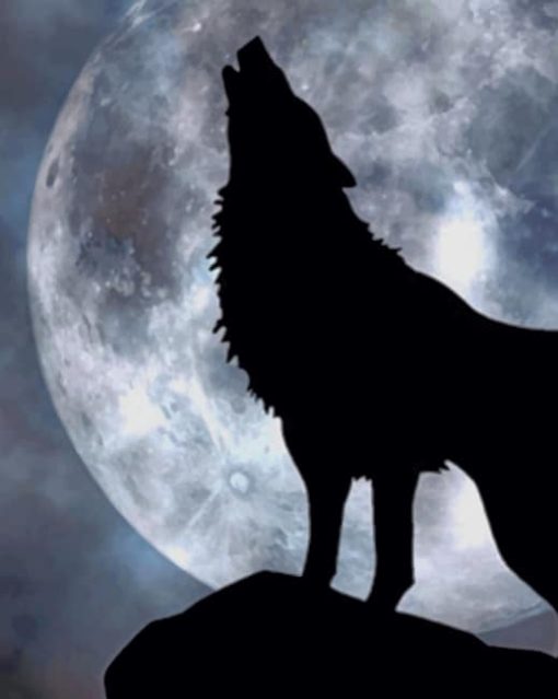 Wolf Silhouette At The Perfect Moon paint by numbers