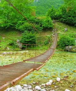 Wooden Bridge Valbonë Village In Albania paint by numbers