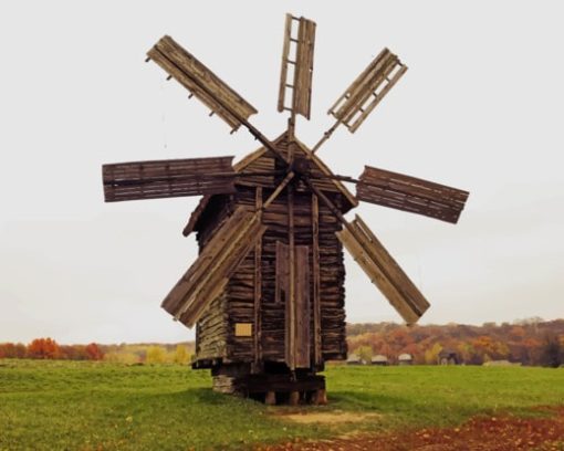 Wooden Windmill Model paint by numbers