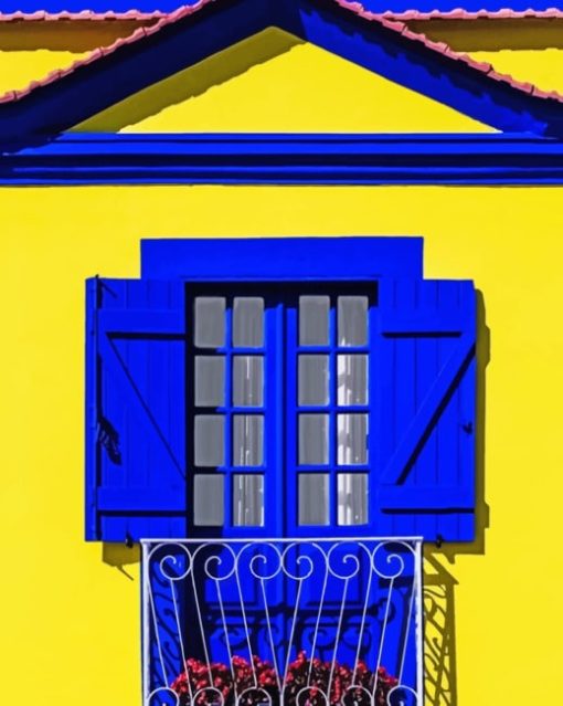 Yellow And Blue House paint by numbers