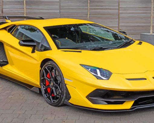 Yellow Lamborghini paint by numbers