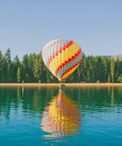 Yellow Red Hot Air Balloon paint by numbers