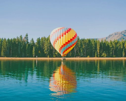 Yellow Red Hot Air Balloon paint by numbers