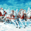 Santa Claus and Horses paint by numbers