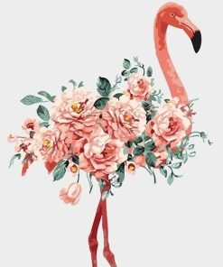 Pink Flower Flamingo Paint by numbers