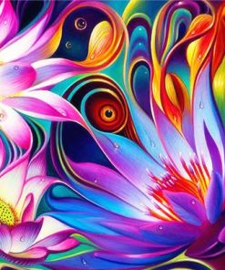 Abstract Colorful Flowers Paint by numbers