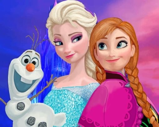 Anna And Elsa With Olaf Paint By Numbers