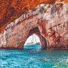 Boat In Blue Caves Zakynthos paint by numbers