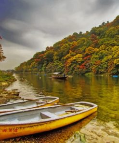 Boats In River Shore paint by numbers