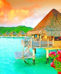 Bora Bora Hut Paint By Numbers