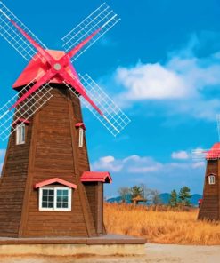 Brown Windmills Paint By Numbers