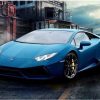 Blue Lamborghini paint by numbers