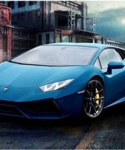 Blue Lamborghini paint by numbers