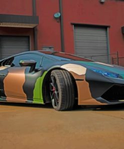 Camo Wrapped Lamborghini Huracan paint by numbers