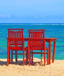 Chairs And Table On A Beach paint by numbers