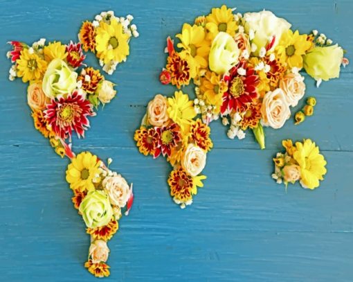 Flower World Map Paint BY Numbers