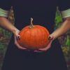 Girl Holding A Pumpkin paint by numbers