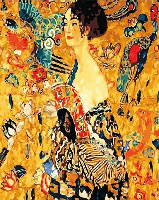 Lady With Fan Gustav Klimt Abstract Paint by numbers