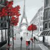 Paris Street View in Black and Red Paint by numbers