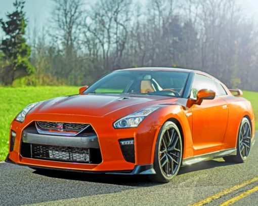 Orange Nissan GTR Paint By Numbers