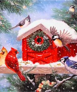 Christmas Bird Feeder Paint by numbers