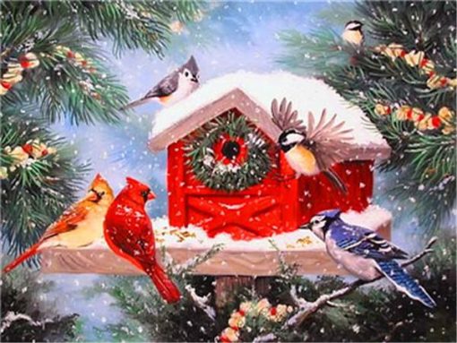 Christmas Bird Feeder Paint by numbers