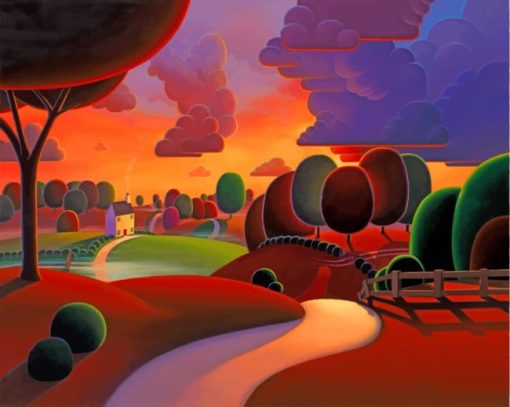 Paul Corfield Landscape road paint by numbers