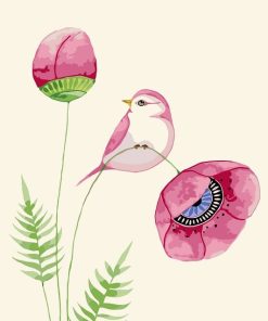 Peony Flower And Bird Paint by numbers