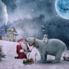 Polar Bears And Santa Claus Paint by numbers