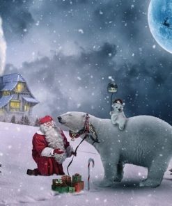 Polar Bears And Santa Claus Paint by numbers