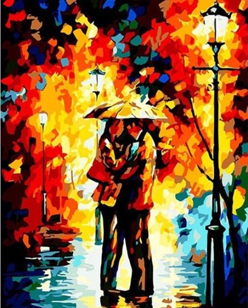 Romantic Lover Under Rain paint by numbers