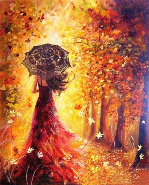 Women In Autumn Trees paint by numbers