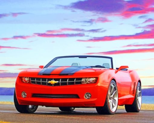 Red Chevrolet Camaro Paint By Numbers