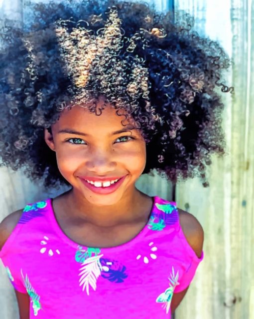 Smiling Afro Girl Paint By Numbers