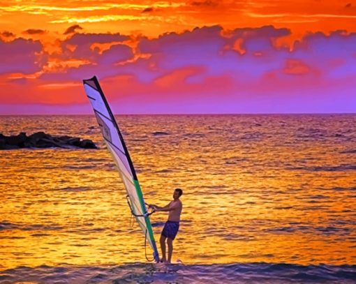 Sunset Windsurfing Paint By Numbers