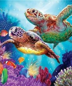 Turtle Couple – Animals Paint By Number Paint by numbers