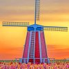 Windmill In Sunset paint by numbers