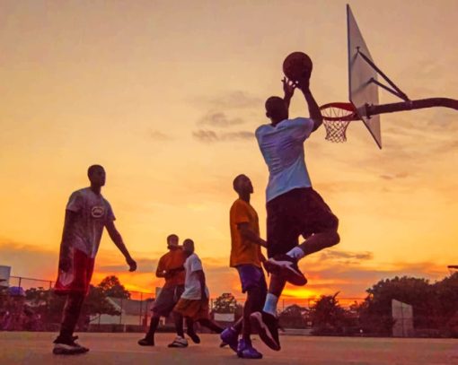 Basketball Match At Sunset paint by numbers